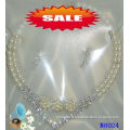 Women's Silver Color Crystal Casting Chain Jewelry Beaded Pearl Necklaces For Party 20g